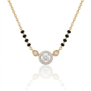 Solitaire Natural Diamond Black Bead Mangalsutra in Gold | Hussain Gems