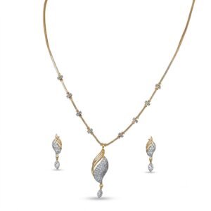 Elegant Golden Teardrop Jewelry Set with Matching Earrings