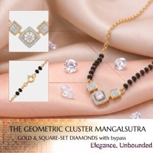 Solitaire Natural Diamond Black Bead Mangalsutra in Gold | Hussain Gems