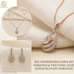 Elegant Golden Teardrop Jewelry Set with Matching Earrings
