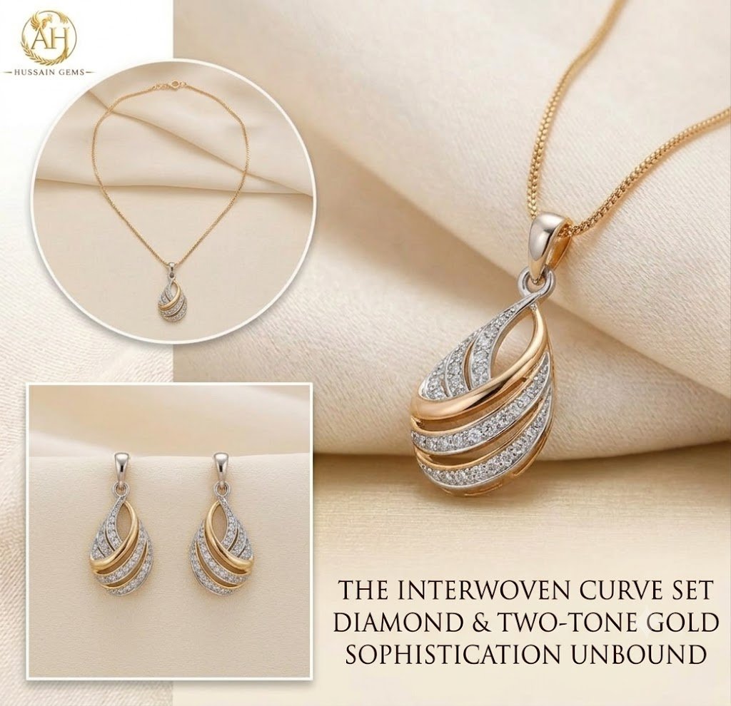 Elegant Golden Teardrop Jewelry Set with Matching Earrings - Image 2