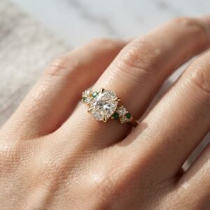 2.0 Ct Moissanite Oval Cut Solitaire Ring in 925 Sterling Silver | Hussain Gems