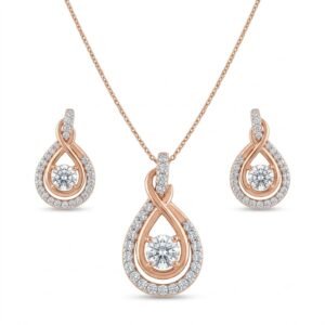 Elegant Golden Teardrop Jewelry Set with Matching Earrings