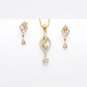Elegant Golden Teardrop Jewelry Set with Matching Earrings