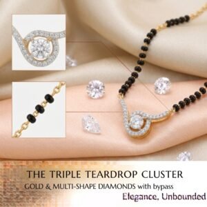Solitaire Natural Diamond Black Bead Mangalsutra in Gold | Hussain Gems