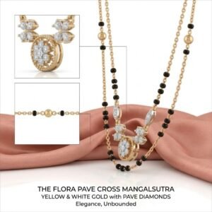 Solitaire Natural Diamond Black Bead Mangalsutra in Gold | Hussain Gems