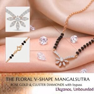 Solitaire Natural Diamond Black Bead Mangalsutra in Gold | Hussain Gems