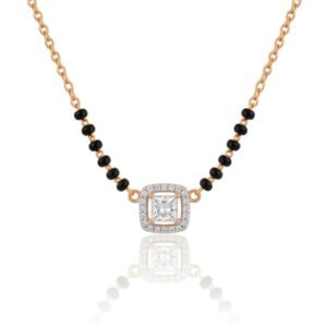 Solitaire Natural Diamond Black Bead Mangalsutra in Gold | Hussain Gems