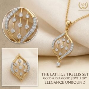 Elegant Golden Teardrop Jewelry Set with Matching Earrings