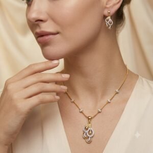 Elegant Golden Teardrop Jewelry Set with Matching Earrings