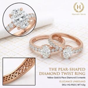 2.0 Ct Moissanite Oval Cut Solitaire Ring in 925 Sterling Silver | Hussain Gems