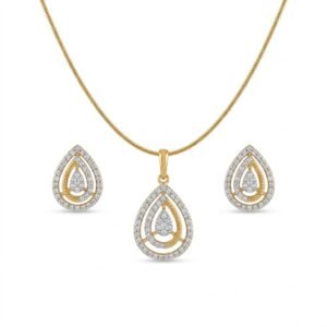 Elegant Golden Teardrop Jewelry Set with Matching Earrings