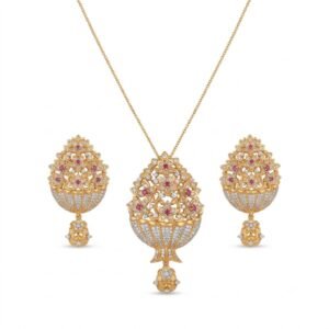 Elegant Golden Teardrop Jewelry Set with Matching Earrings