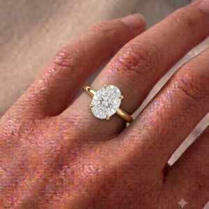 2.0 Ct Moissanite Oval Cut Solitaire Ring in 925 Sterling Silver | Hussain Gems