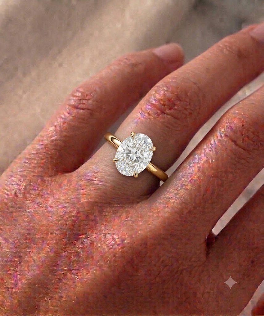 2.0 Ct Moissanite Oval Cut Solitaire Ring in 925 Sterling Silver | Hussain Gems - Image 3