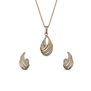 Elegant Golden Teardrop Jewelry Set with Matching Earrings