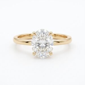 2.0 Ct Moissanite Oval Cut Solitaire Ring in 925 Sterling Silver | Hussain Gems