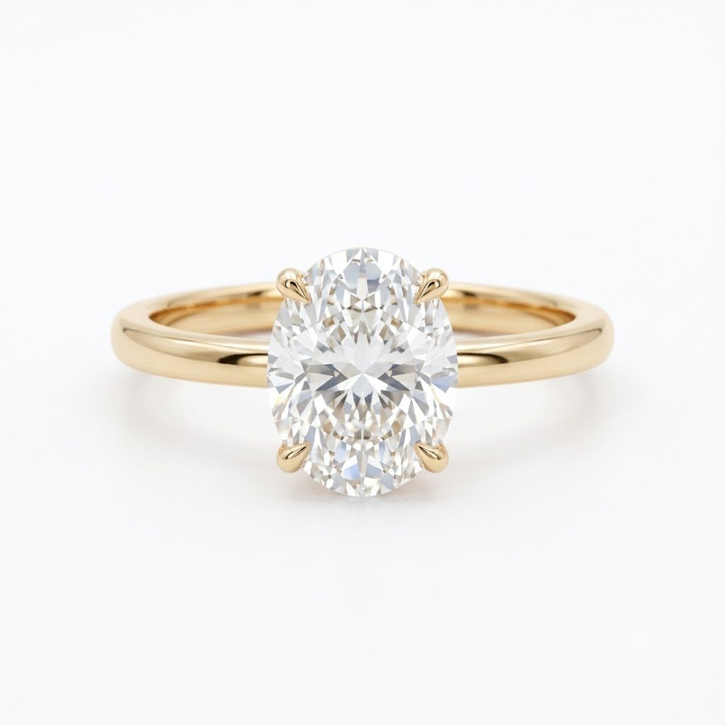 2.0 Ct Moissanite Oval Cut Solitaire Ring in 925 Sterling Silver | Hussain Gems