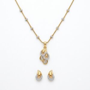 Elegant Golden Teardrop Jewelry Set with Matching Earrings