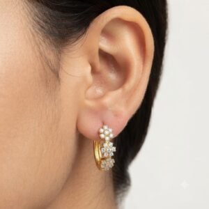 Vibrant Emerald Cut Green Emerald Gold Stud Earrings | Hussain Gems