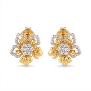 Vibrant Emerald Cut Green Emerald Gold Stud Earrings | Hussain Gems