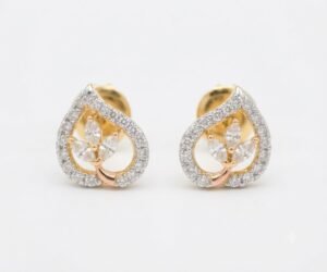 Vibrant Emerald Cut Green Emerald Gold Stud Earrings | Hussain Gems