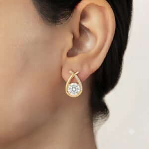 Vibrant Emerald Cut Green Emerald Gold Stud Earrings | Hussain Gems
