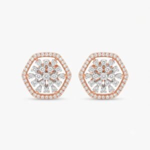 Vibrant Emerald Cut Green Emerald Gold Stud Earrings | Hussain Gems