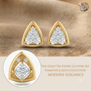 Vibrant Emerald Cut Green Emerald Gold Stud Earrings | Hussain Gems