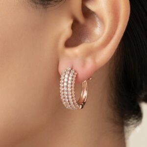 Vibrant Emerald Cut Green Emerald Gold Stud Earrings | Hussain Gems