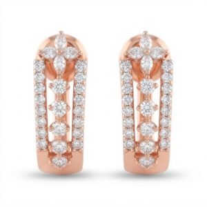 Vibrant Emerald Cut Green Emerald Gold Stud Earrings | Hussain Gems