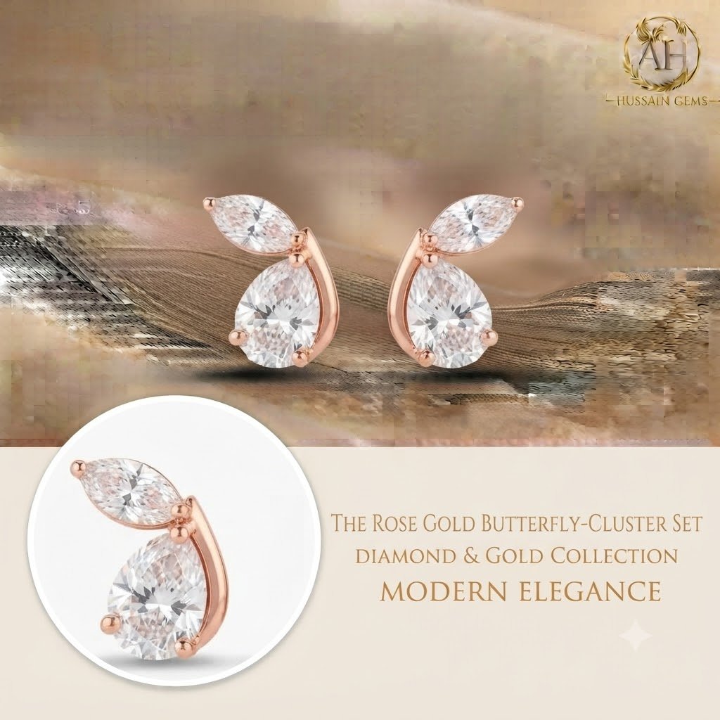 Vibrant Emerald Cut Green Emerald Gold Stud Earrings | Hussain Gems - Image 2