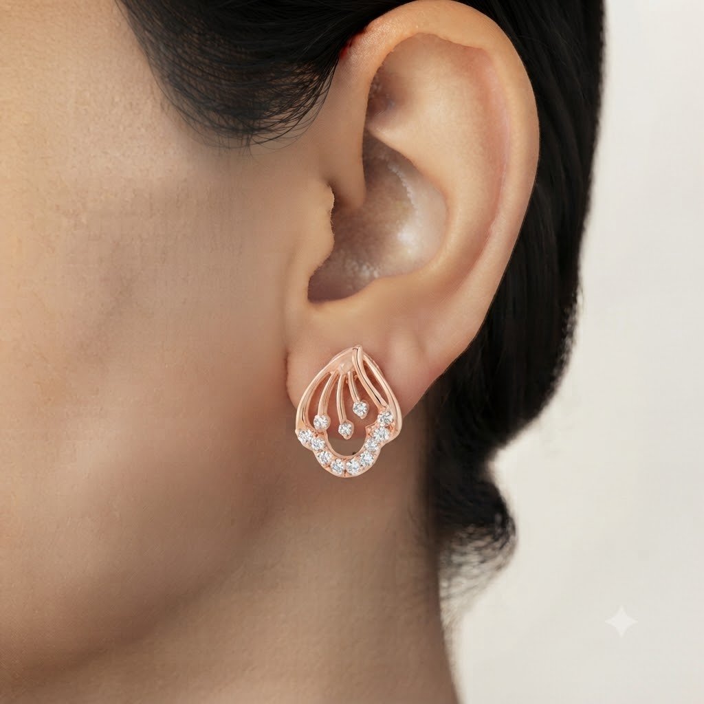 Vibrant Emerald Cut Green Emerald Gold Stud Earrings | Hussain Gems - Image 3