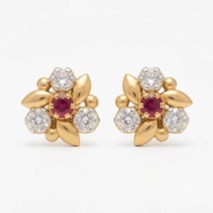 Vibrant Emerald Cut Green Emerald Gold Stud Earrings | Hussain Gems