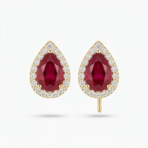 Vibrant Emerald Cut Green Emerald Gold Stud Earrings | Hussain Gems