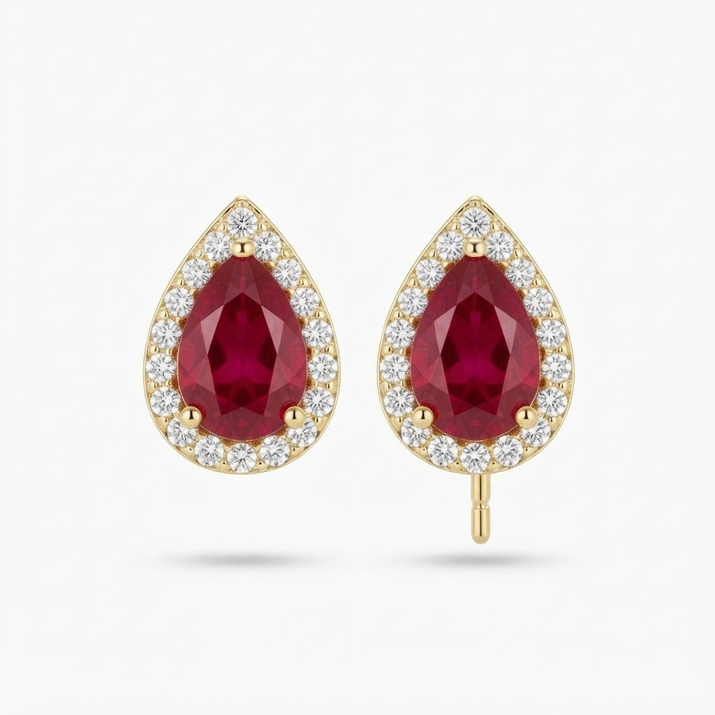 Vibrant Emerald Cut Green Emerald Gold Stud Earrings | Hussain Gems