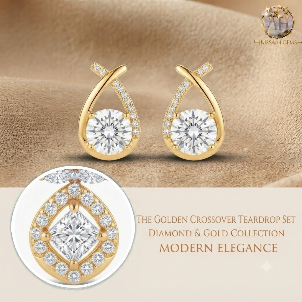 Vibrant Emerald Cut Green Emerald Gold Stud Earrings | Hussain Gems - Image 2