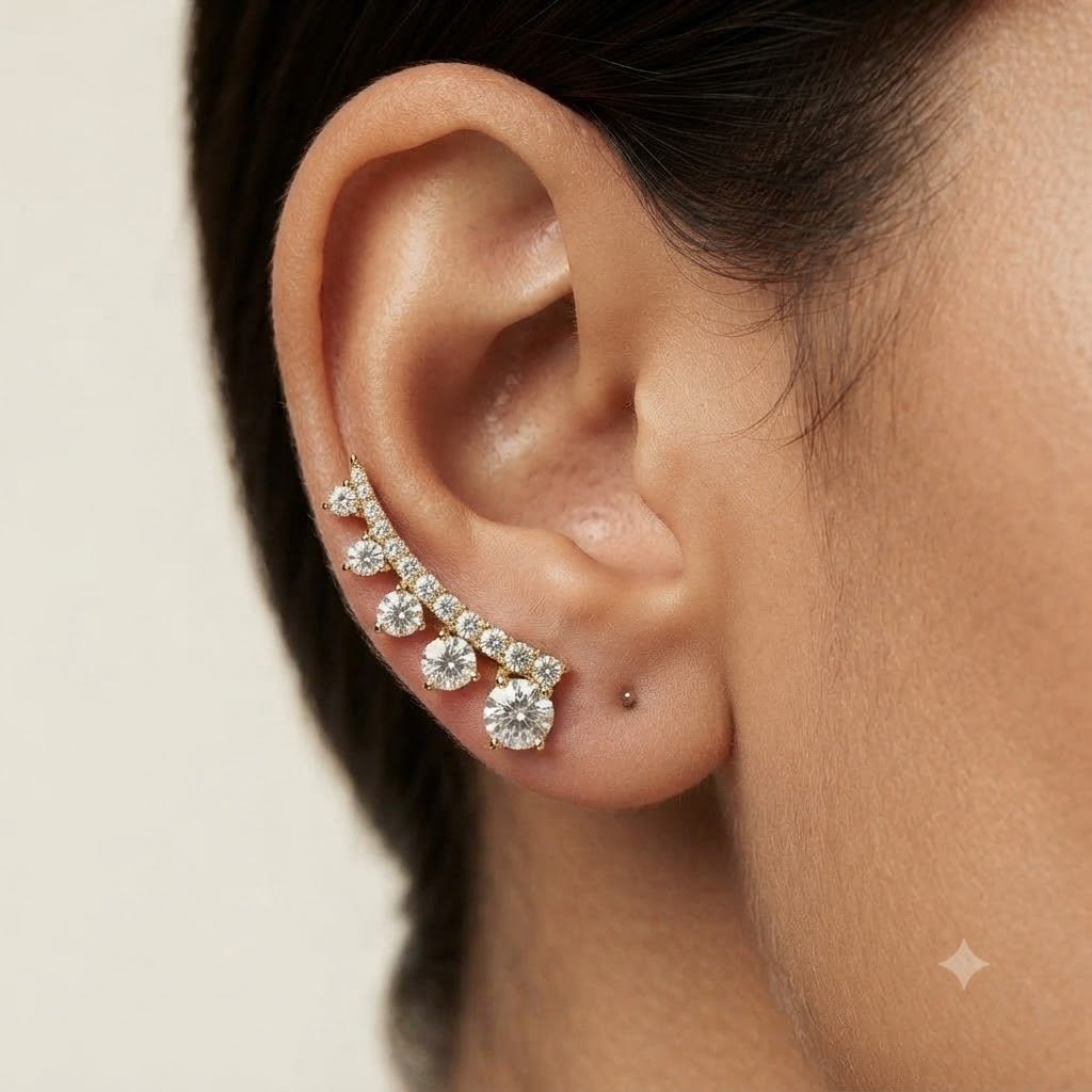 Vibrant Emerald Cut Green Emerald Gold Stud Earrings | Hussain Gems - Image 3