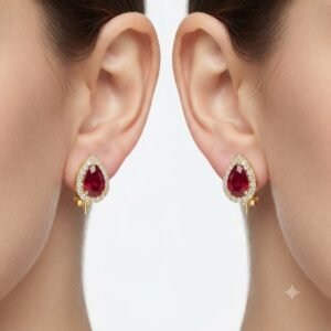 Vibrant Emerald Cut Green Emerald Gold Stud Earrings | Hussain Gems