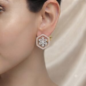Vibrant Emerald Cut Green Emerald Gold Stud Earrings | Hussain Gems