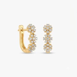 Vibrant Emerald Cut Green Emerald Gold Stud Earrings | Hussain Gems