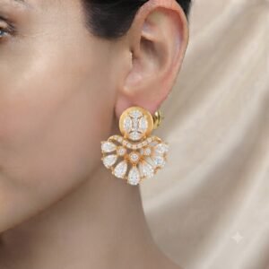 Vibrant Emerald Cut Green Emerald Gold Stud Earrings | Hussain Gems