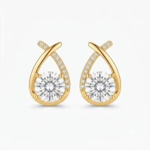 Vibrant Emerald Cut Green Emerald Gold Stud Earrings | Hussain Gems