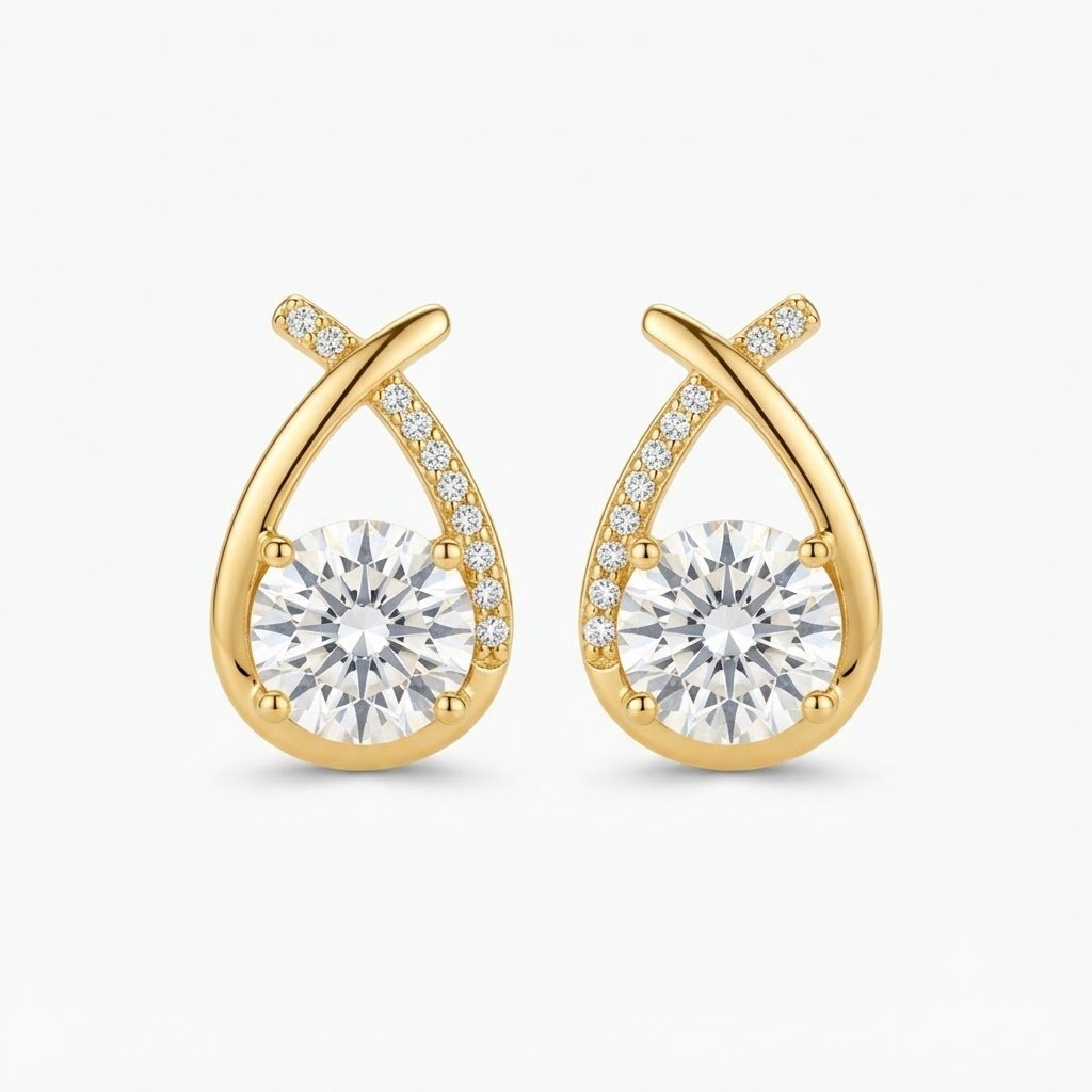 Vibrant Emerald Cut Green Emerald Gold Stud Earrings | Hussain Gems