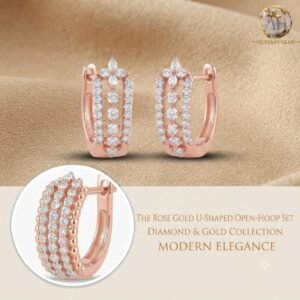 Vibrant Emerald Cut Green Emerald Gold Stud Earrings | Hussain Gems