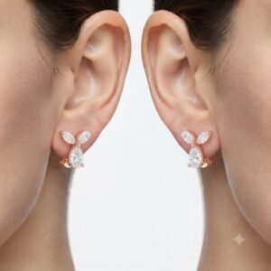 Vibrant Emerald Cut Green Emerald Gold Stud Earrings | Hussain Gems