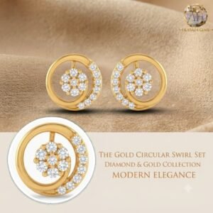 Vibrant Emerald Cut Green Emerald Gold Stud Earrings | Hussain Gems