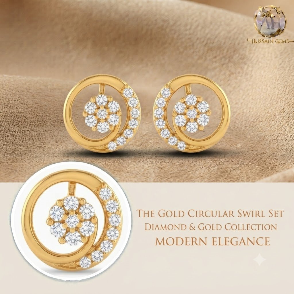Vibrant Emerald Cut Green Emerald Gold Stud Earrings | Hussain Gems - Image 2