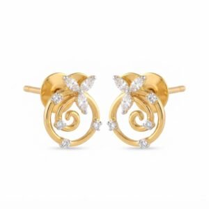 Vibrant Emerald Cut Green Emerald Gold Stud Earrings | Hussain Gems
