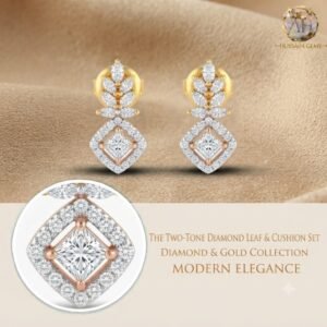 Vibrant Emerald Cut Green Emerald Gold Stud Earrings | Hussain Gems